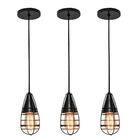 Kit 3 Luminária Pendente Retrô 9,5cm Aramado Preto Text - Tks