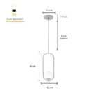 Kit 3 Luminária Pendente Teto Lustre Arco Globo Quarto Preto