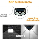 Kit 3 Luminária Solar Parede 100 Led Iluminaria Solar Sol