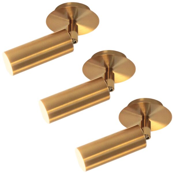Kit 3 Luminária Teto Spot Dourado Cozinha Sala 3x10x6cm Gu10