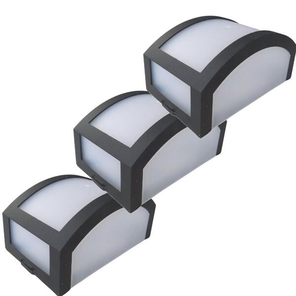 Kit 3 Luminárias Arandela Parede Muro Policarbonato Preto Leroy Merlin