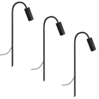 Kit 3 Luminárias Balizador Chão Jardim Piso Curvo Preto 50cm
