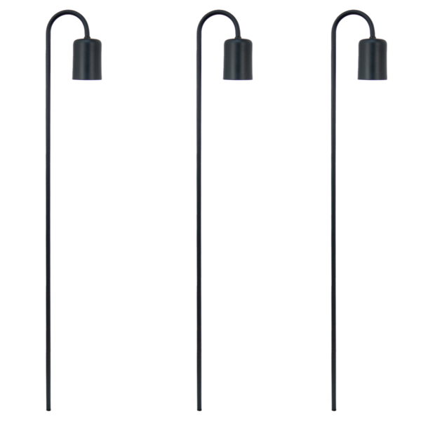 Kit 3 Luminárias Balizador Jardim Spot Curvo Gu10 Preto 75cm