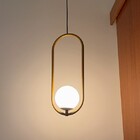 Kit 3 Luminárias Pendente Arco Globo Vidro Sala Cama Dourado