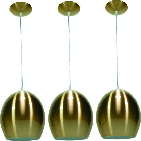 Kit 3 Luminárias Pendente Bola Pequena Cobre