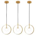 Kit 3 Luminárias Pendente Círculo Globo Vidro Mesa Dourado