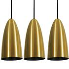 Kit 3 Luminárias Pendente Dourado Cozinha Balcão 13cm 1xe27