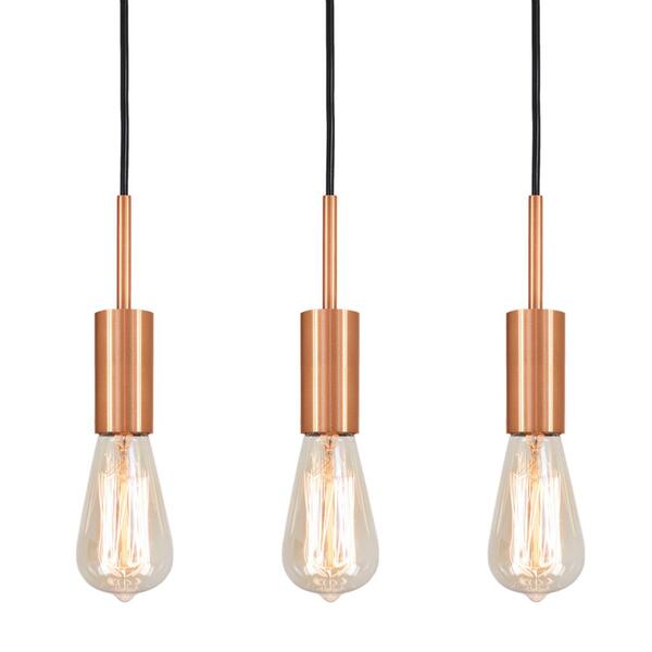 Kit 3 Luminárias Pendente Infinite Cobre Sala Quarto Cozinha
