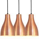 Kit 3 Luminárias Pendente Lustre Teto Moderno Luxo Cobre