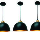 Kit 3 Luminárias Pendente Meia Esfera 24 Cm Balcão Preto C/ C
