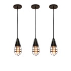 Kit 3 Luminárias Pendente Teto Industrial Retrô Marrom 1817