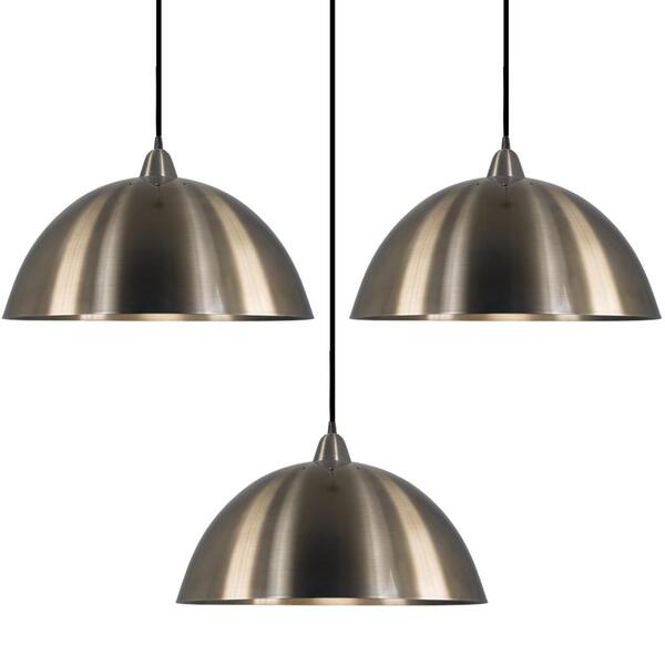 Kit 3 Luminárias Pendente Teto Luxo Meia Lua Bronze 1803