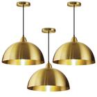 Kit 3 Luminárias Pendente Teto Luxo Meia Lua Dourado 1803