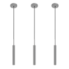 Kit 3 Luminárias Pendente Teto Tubo Sala Lavabo Prata 40cm