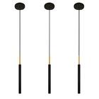 Kit 3 Luminárias Teto Tubo Pendente Cama Preto Dourado 40cm