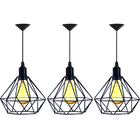 Kit 3 Lustre Pendente Aramado Diamante Preto - Decora Na Net