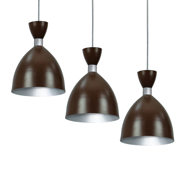 Kit 3 Lustre Pendente Califórnia De Alumínio Tabaco