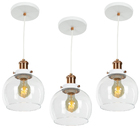 Kit 3 Lustre Pendente Château Bola Media Vidro Branco/cobre