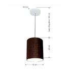 Kit/3 Lustre Pendente Cilíndrico Md-4012 Cúpula Em Tecido 18x