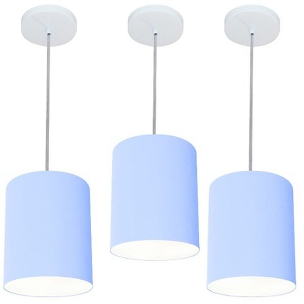 Kit/3 Lustre Pendente Cilíndrico Md-4012 Cúpula Em Tecido 18x