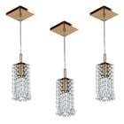 Kit 3 Lustre Pendente Clearcrillic Cristal De Acrílico Cobre