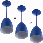 Kit 3 Lustre Pendente Cone De Alumínio 20x14cm Azul