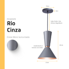 Kit 3 Lustre Pendente Cone Rio Em Alumínio Cinza