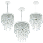 Kit 3 Lustre Pendente De Cristal Acrílico Manucrilic Branco