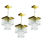 Kit 3 Lustre Pendente De Cristal Acrílico Marrycriic Dourado