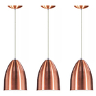 Kit 3 Lustre Pendente Luminária Cone De Alumínio New Cobre