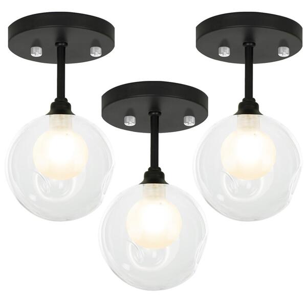 Kit 3 Lustre Plafon Harmony Preto 23x14 Cm