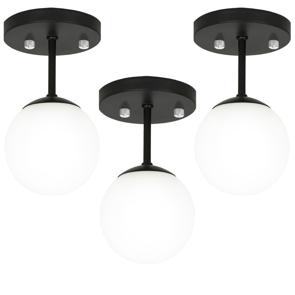 Kit 3 Lustre Plafon Orby Preto 23x14 Cm