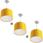 Kit 3 Lustres Cupula Pendente Dome 30x20cm Amarelo