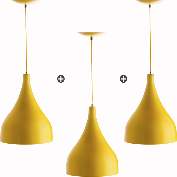 Kit 3 Lustres Pd Gota Pequena Alumínio 21cm Soquete E27 Amar