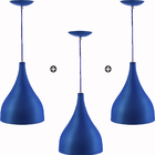 Kit 3 Lustres Pd Gota Pequena Alumínio 21cm Soquete E27 Azul