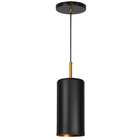 Kit 3 Lustres Pendente Bilboquê Cilindrico Preto Com Cobre