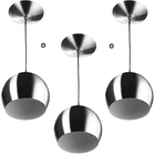 Kit 3 Lustres Pendente Bola Media De Alumínio 23cm Escovado