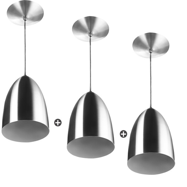 Kit 3 Lustres Pendente Cone Escovado Sala Cozinha Quarto