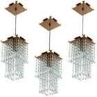 Kit 3 Lustres Pendente De Cristal Acrilico Spark Cobre