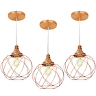 Kit 3 Lustres Pendente Esfera Aramado Cobre 23cm