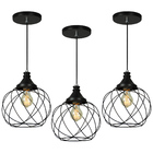 Kit 3 Lustres Pendente Esfera Aramado Preto 23cm