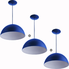 Kit 3 Lustres Pendente Meia Lua 30cm Alumínio Azul