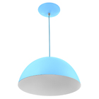 Kit 3 Lustres Pendente Meia Lua 40cm Alumínio Azul Bebê