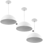 Kit 3 Lustres Pendente Meia Lua 40cm Alumínio Soquete E-27 B