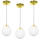 Kit 3 Lustres Pendentes Orby Bolinha Dourada