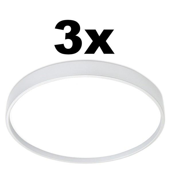 Kit 3 Lustres Plafon Space Redondo Branco 33x3.5 Cm 4000k