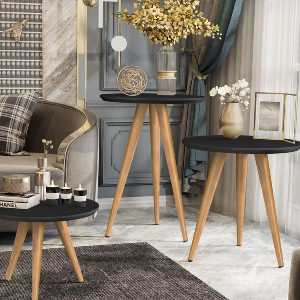 Kit 3 Mesa De Cabeceira Mesa De Apoio Lateral Canto Palito Pr