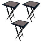 Kit 3 Mesas Bistro Dobrável Industrial Em Ferro Preto E Tampo