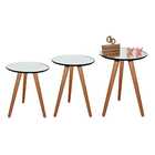 Kit 3 Mesas De Canto Tripé Com Espelho 45cm - Preta