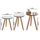 Kit 3 Mesas De Canto Tripé Com Espelho 45cm - Preta